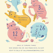 "Let's Pawty" - Children's Birthday Party Invitations in Candy by Shannon Chen of Four Wet Feet Studio - Detail