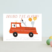 "Sound The Alarm!" - Children's Birthday Party Invitations in Dalmatian by Angela Thompson - Front