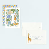 "Jungle Hang outs" - Children's Birthday Party Invitations in Jungle Leaf by Sarah Knight - Assembled