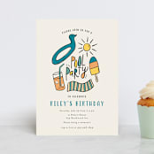 "It's a Pool Party" - Children's Birthday Party Invitations in Poolside by Kristen Knechtel - Front
