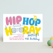 "Hip Hop Hooray" - Children's Birthday Party Invitations in Candy by Baumbirdy - Front