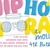 "Hip Hop Hooray" - Children's Birthday Party Invitations in Candy by Baumbirdy - Detail