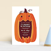"Eat, Drink, and be Scary" - Children's Birthday Party Invitations in Vanilla Spice by Rebecca Smith - Front