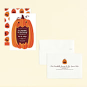 "Eat, Drink, and be Scary" - Children's Birthday Party Invitations in Vanilla Spice by Rebecca Smith - Assembled