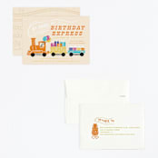 "The Birthday Express" - Children's Birthday Party Invitations in Sunset by Shiny Penny Studio - Assembled