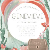 "Treasures of the Sea" - Children's Birthday Party Invitations in Aquamarine by Grae - Detail