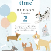 "pawty time" - Children's Birthday Party Invitations in Sky by Karidy Walker - Detail