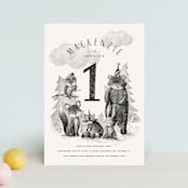 "Forest Friends" - Children's Birthday Party Invitations in Sephia by Anastasia Makarova - Front