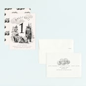 "Forest Friends" - Children's Birthday Party Invitations in Sephia by Anastasia Makarova - Assembled