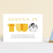 "mod two" - Children's Birthday Party Invitations in Buttercup by Lori Wemple - Front