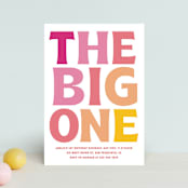 "The Big One" - Children's Birthday Party Invitations in Rose by Baumbirdy - Front