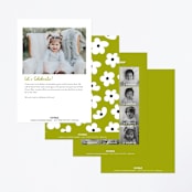 "Flower Cake" - Children's Birthday Party Invitations in Lime by Baumbirdy - Back of Card Options