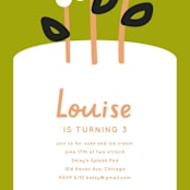 "Flower Cake" - Children's Birthday Party Invitations in Lime by Baumbirdy - Detail