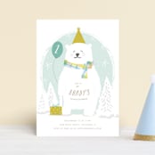 "Winter Fun" - Children's Birthday Party Invitations in Mint by Creo Study - Front