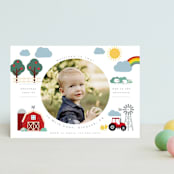"Down by the farm" - Children's Birthday Party Invitations in Rainbow by Hudson meet Rose - Front