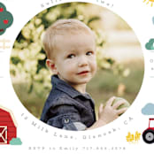 "Down by the farm" - Children's Birthday Party Invitations in Rainbow by Hudson meet Rose - Detail