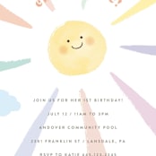 "Rainbow sun" - Children's Birthday Party Invitations in Sherbet by Jennifer Wick - Detail