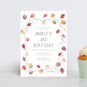 "Watercolor Leaf Frame" - Children's Birthday Party Invitations in Burnt Sienna by Jackie Crawford - Front