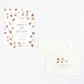 "Watercolor Leaf Frame" - Children's Birthday Party Invitations in Burnt Sienna by Jackie Crawford - Assembled