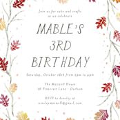 "Watercolor Leaf Frame" - Children's Birthday Party Invitations in Burnt Sienna by Jackie Crawford - Detail