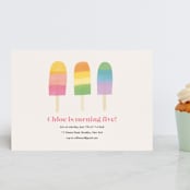"Rainbow Popsicles" - Children's Birthday Party Invitations in Pastel Rainbow by Lauren Semmer - Front