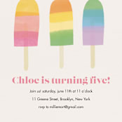 "Rainbow Popsicles" - Children's Birthday Party Invitations in Pastel Rainbow by Lauren Semmer - Detail