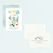 "Deep Dive" - Children's Birthday Party Invitations in Sea Green by Itsy Belle Studio - Assembled