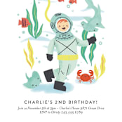 "Deep Dive" - Children's Birthday Party Invitations in Sea Green by Itsy Belle Studio - Detail
