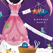 "Disney's Cinderella dressmakers" - Children's Birthday Party Invitations in Peony by Jackie Crawford - Detail
