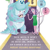 "Disney and Pixar's Monster's Inc Party Door" - Children's Birthday Party Invitations in Roar by curiouszhi - Detail