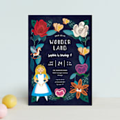 "Disney's Alice In Wonderland Garden" - Children's Birthday Party Invitations in Midnight by Lehan Veenker - Front