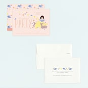 "Disney's Snow White & Forest Friends" - Children's Birthday Party Invitations in Peach by Angela Thompson - Assembled