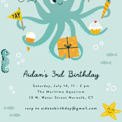 "Underwater fun" - Children's Birthday Party Invitations in Sea by Annie Holmquist - Detail