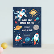 "space age" - Children's Birthday Party Invitations in Midnight by peetie design - Front
