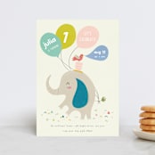 "Happy Elephant" - Children's Birthday Party Invitations in Pebble by Vera Lim - Front