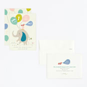 "Happy Elephant" - Children's Birthday Party Invitations in Pebble by Vera Lim - Assembled