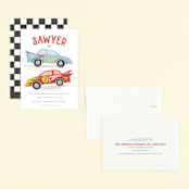 "Two Fast" - Children's Birthday Party Invitations in Racing Red by Jessie Steury - Assembled