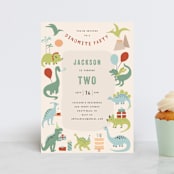 "Dino Party" - Children's Birthday Party Invitations in Sand by Teju Reval - Front