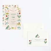 "Dino Party" - Children's Birthday Party Invitations in Sand by Teju Reval - Assembled