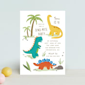 "Dino Zone" - Children's Birthday Party Invitations in Marshmallow by Everett Paper Goods - Front