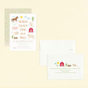 "Barnyard noises" - Children's Birthday Party Invitations in Cotton by Creo Study - Assembled