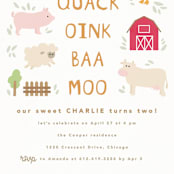 "Barnyard noises" - Children's Birthday Party Invitations in Cotton by Creo Study - Detail