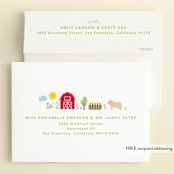"Barnyard noises" - Children's Birthday Party Invitations in Cotton by Creo Study - FREE Recipient Addressing