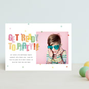 "Get Ready to Party" - Children's Birthday Party Invitations in Sprinkles by Stephanie Hawkes - Front