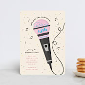 "Karaoke Time" - Children's Birthday Party Invitations in Electric Blue by Lisa McLean - Front