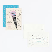 "Karaoke Time" - Children's Birthday Party Invitations in Electric Blue by Lisa McLean - Assembled