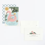 "splash flamingo" - Children's Birthday Party Invitations in Powder Blue by Faith Dorn - Assembled
