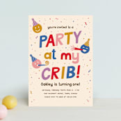 "my crib" - Children's Birthday Party Invitations in Rainbow by Jennifer Lew - Front
