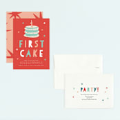 "That First Cake" - Children's Birthday Party Invitations in Citrus by Christie Garcia - Assembled