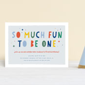 "One is So Fun" - Children's Birthday Party Invitations in Dino by Ashlee Townsend - Front